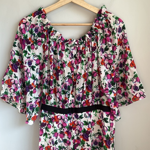 SALONI Olivia Floral Print Off the Shoulder Midi Dress SZ 8 - Picture 7 of 10